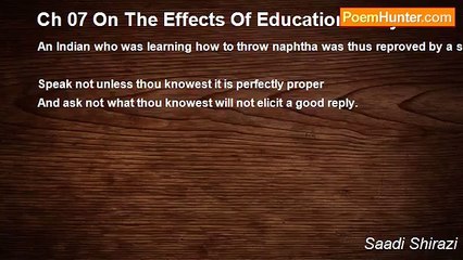 Saadi Shirazi - Ch 07 On The Effects Of Education Story 13