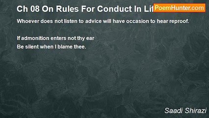 Saadi Shirazi - Ch 08 On Rules For Conduct In Life - Maxim 30