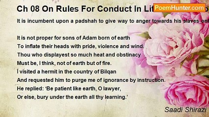 Saadi Shirazi - Ch 08 On Rules For Conduct In Life - Admonition 11