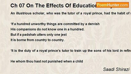 Saadi Shirazi - Ch 07 On The Effects Of Education Story 03