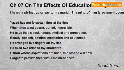 Saadi Shirazi - Ch 07 On The Effects Of Education Story 07