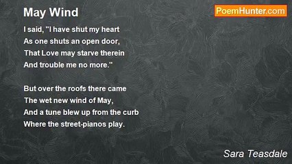 Sara Teasdale - May Wind