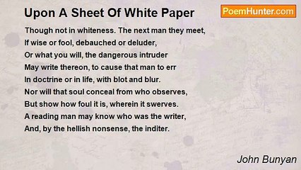 John Bunyan - Upon A Sheet Of White Paper