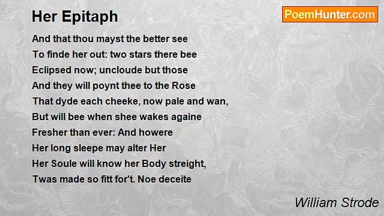 William Strode - Her Epitaph