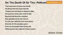 William Strode - On The Death Of Sir Tho: Peltham