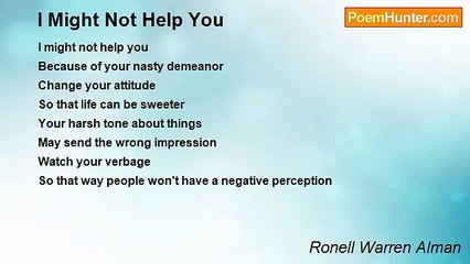 Ronell Warren Alman - I Might Not Help You