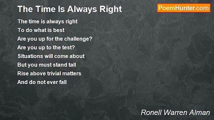 Ronell Warren Alman - The Time Is Always Right