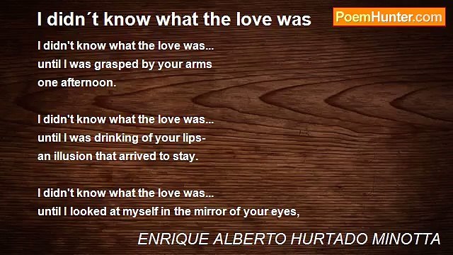 ENRIQUE ALBERTO HURTADO MINOTTA - I didn´t know what the love was