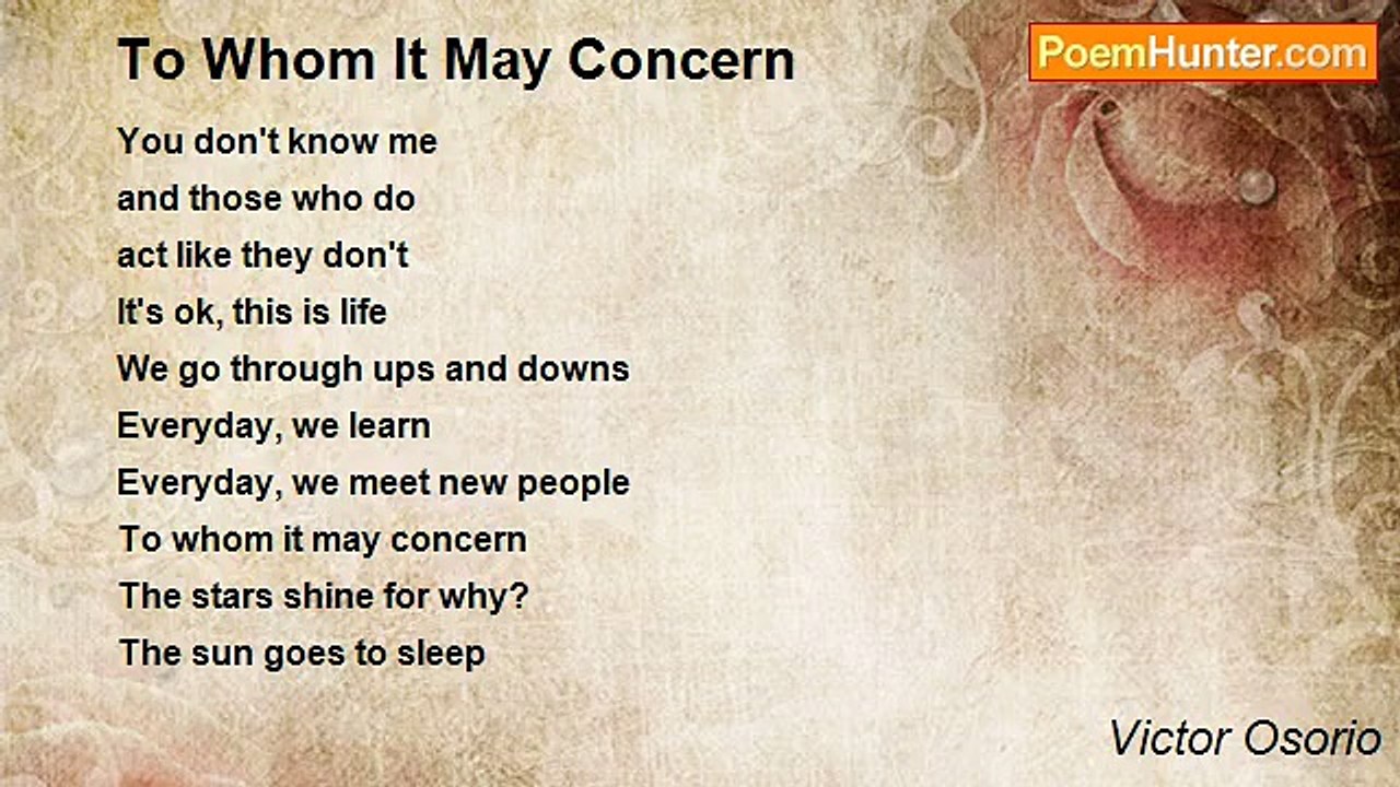 Victor Osorio - To Whom It May Concern
