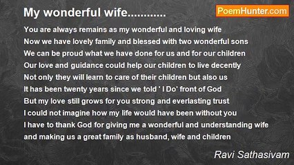 Ravi Sathasivam - My wonderful wife............