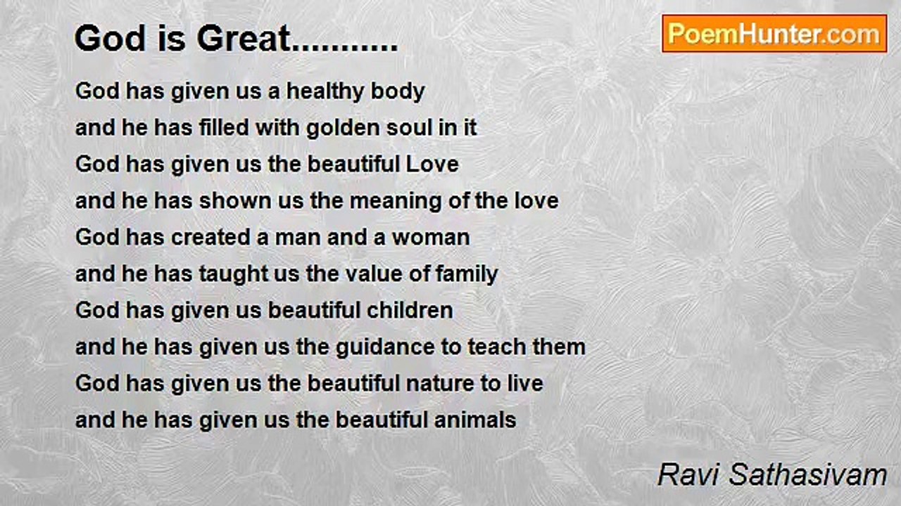 Ravi Sathasivam - God is Great...........