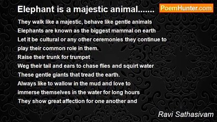 Ravi Sathasivam - Elephant is a majestic animal.......