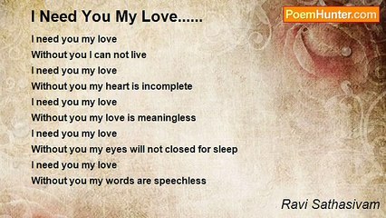 Ravi Sathasivam - I Need You My Love......