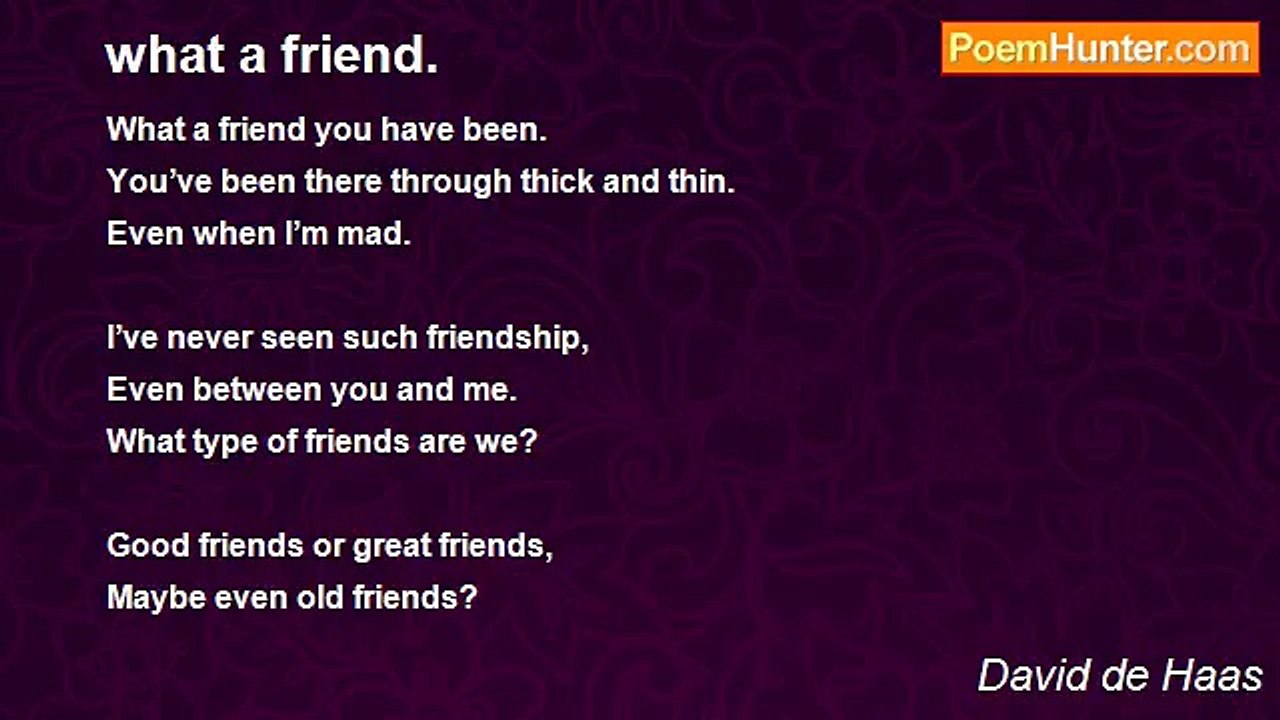 David de Haas - what a friend.