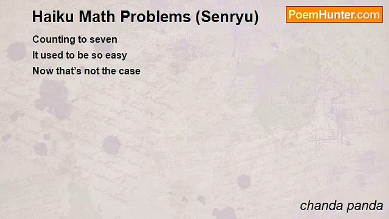 chanda panda - Haiku Math Problems (Senryu)