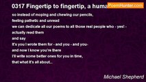 Michael Shepherd - 0317 Fingertip to fingertip, a human net