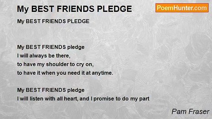 Pam Fraser - My BEST FRIENDS PLEDGE