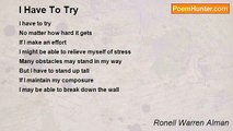 Ronell Warren Alman - I Have To Try