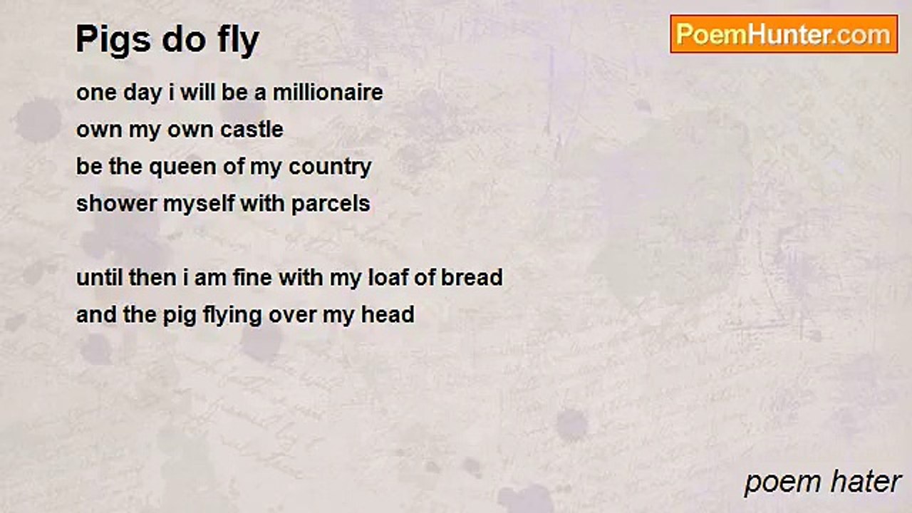 poem hater - Pigs do fly
