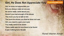 Ronell Warren Alman - Girl, He Does Not Appreciate You