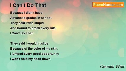 Cecelia Weir - I Can't Do That