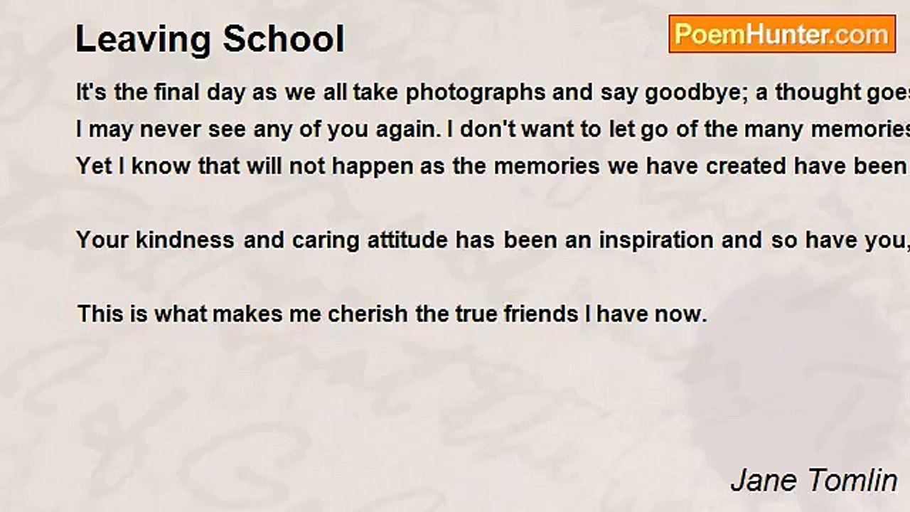 Jane Tomlin - Leaving School
