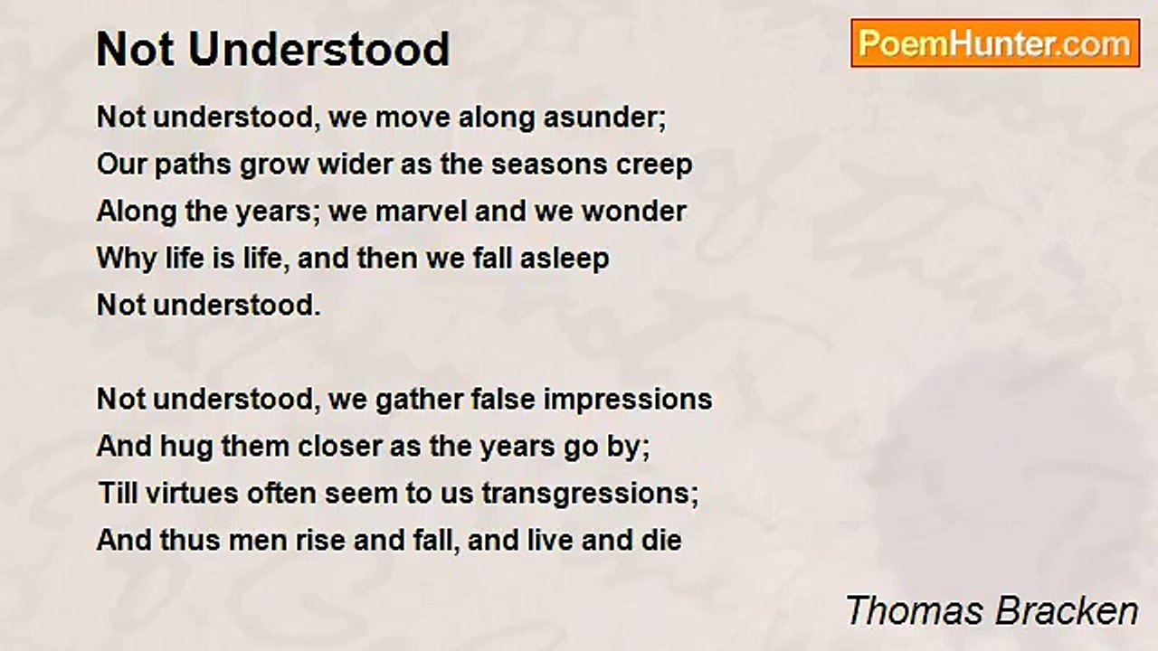 Thomas Bracken - Not Understood