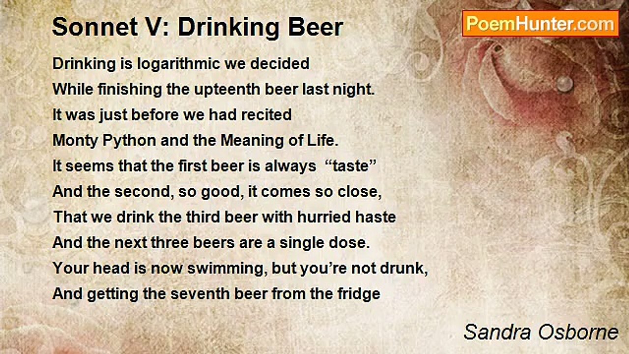Sandra Osborne - Sonnet V: Drinking Beer