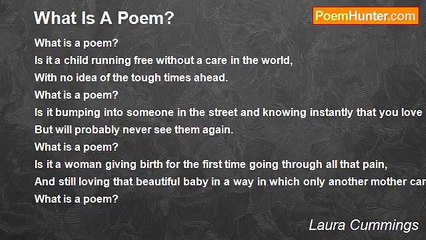 Laura Cummings - What Is A Poem?