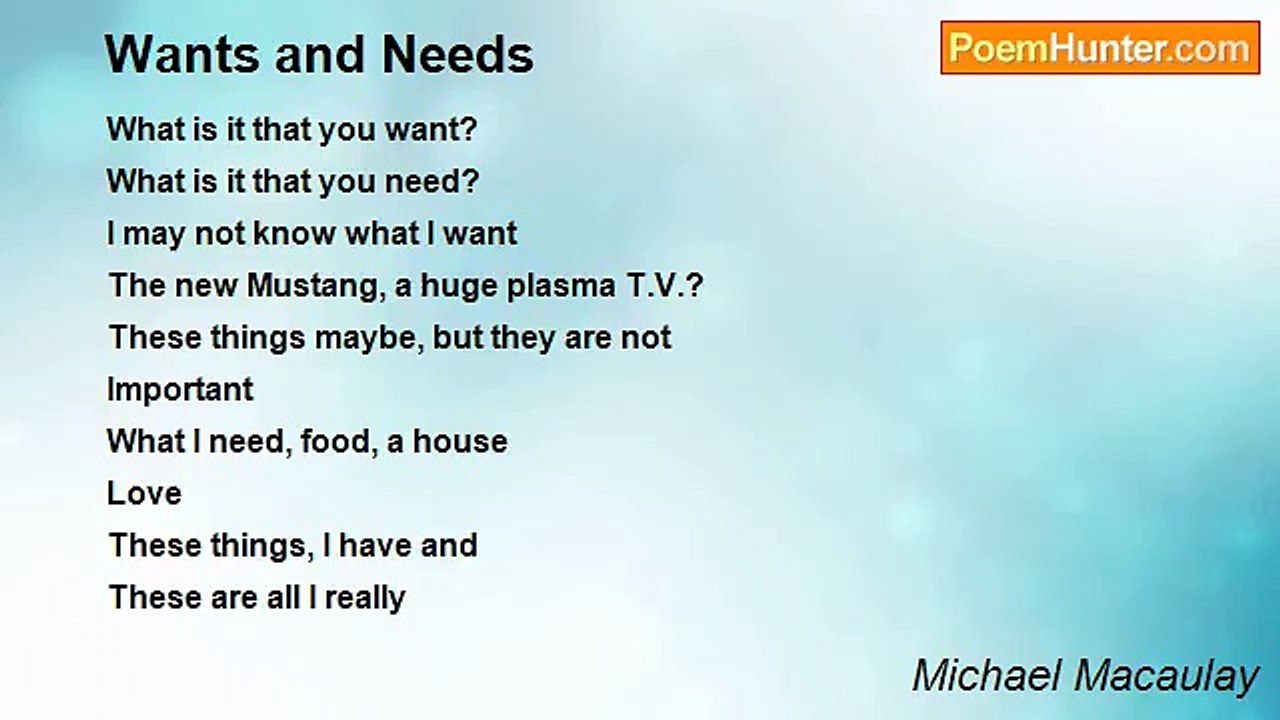 Michael Macaulay - Wants and Needs
