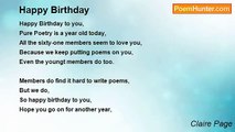Claire Page - Happy Birthday