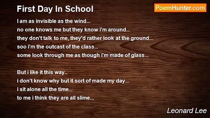 Leonard Lee - First Day In School