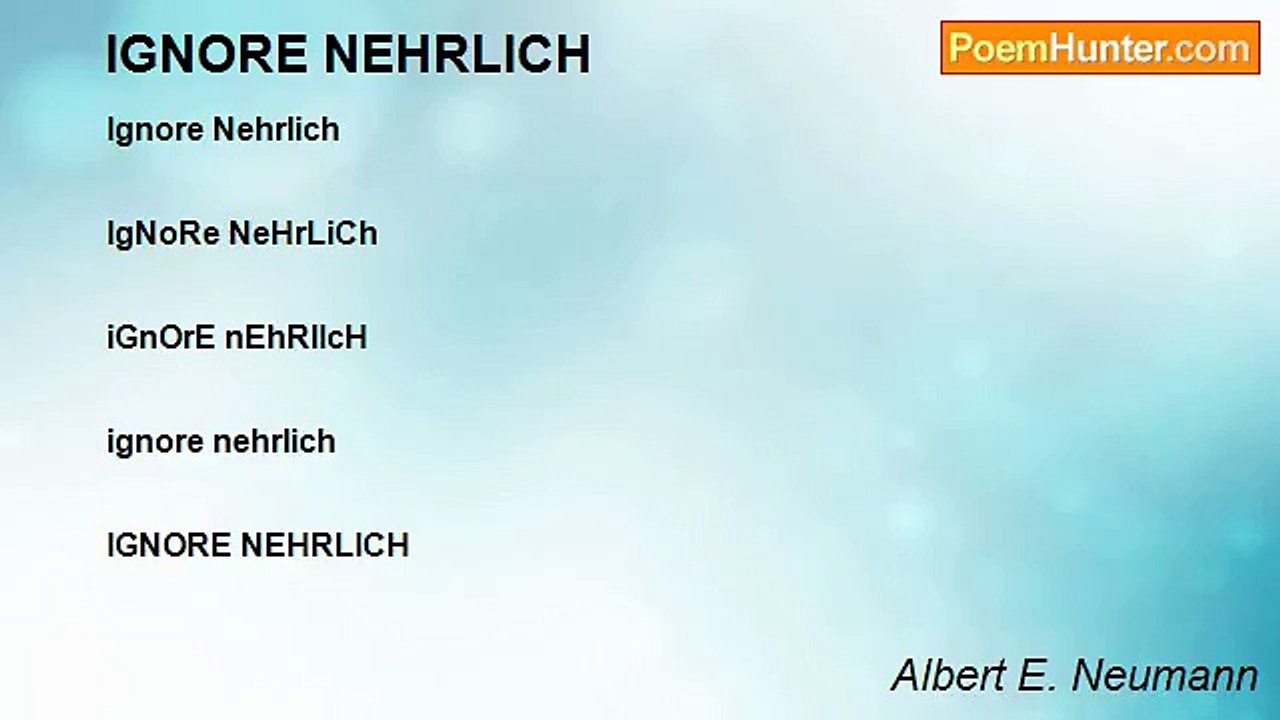 Albert E. Neumann - IGNORE NEHRLICH