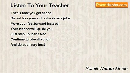 Ronell Warren Alman - Listen To Your Teacher