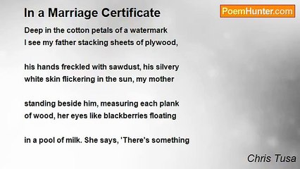 Chris Tusa - In a Marriage Certificate