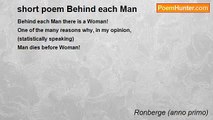 Ronberge (anno primo) - short poem Behind each Man