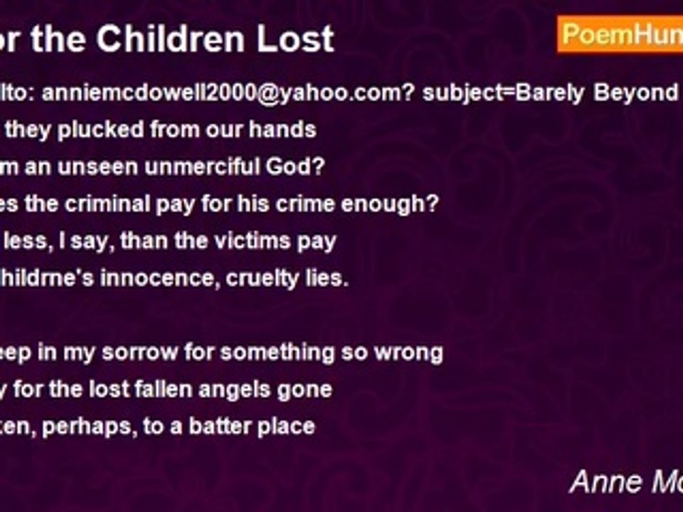 Anne McDowell - For the Children Lost
