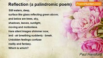 Paul Hansford - Reflection (a palindromic poem)
