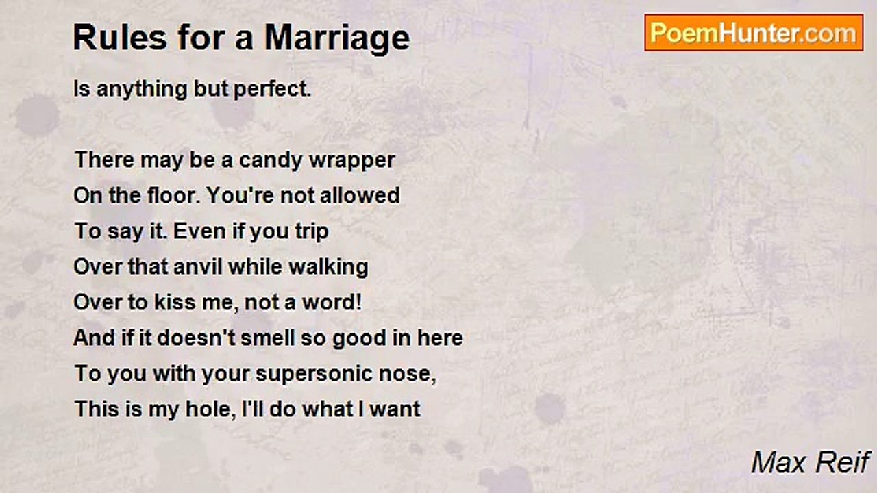 Max Reif - Rules for a Marriage