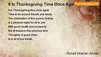 Ronell Warren Alman - It Is Thanksgiving Time Once Again