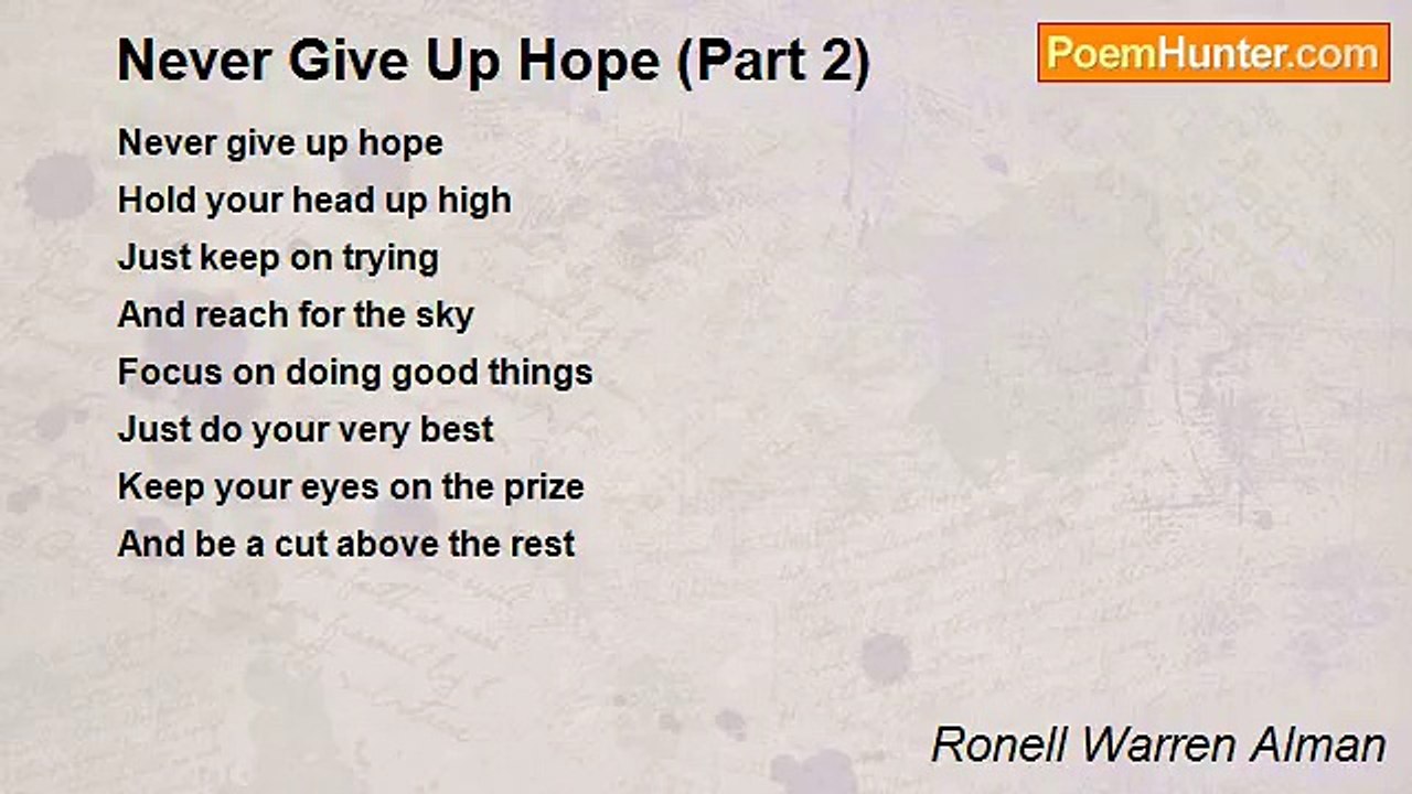 Ronell Warren Alman - Never Give Up Hope (Part 2)