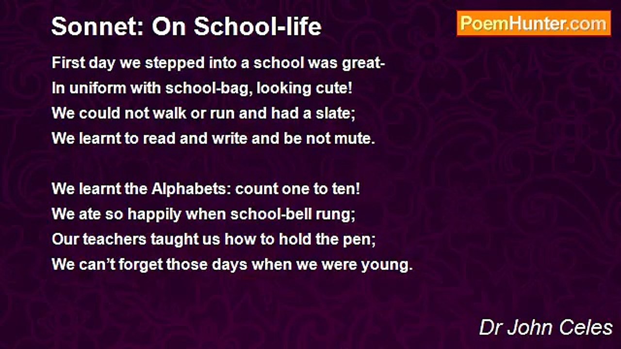 Dr John Celes - Sonnet: On School-life