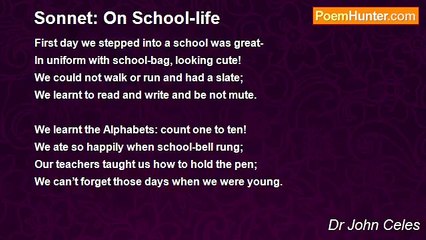 Dr John Celes - Sonnet: On School-life