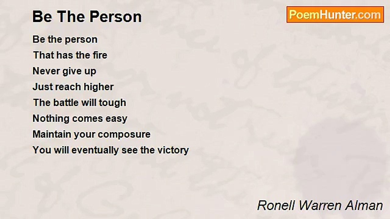 Ronell Warren Alman - Be The Person