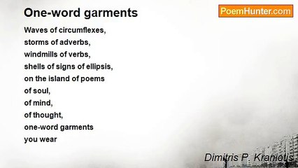Dimitris P. Kraniotis - One-word garments