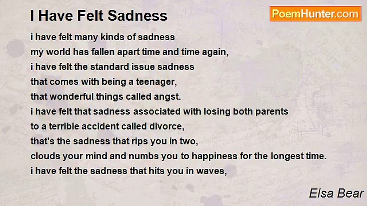 Elsa Bear - I Have Felt Sadness
