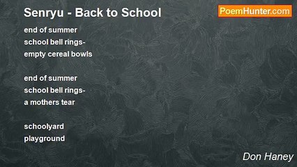 Don Haney - Senryu - Back to School