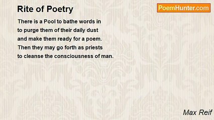 Max Reif - Rite of Poetry
