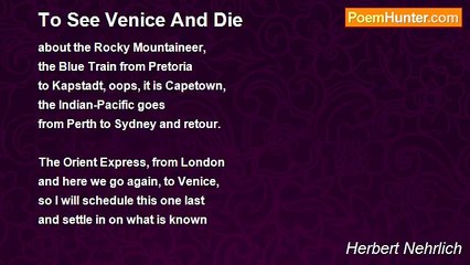 Herbert Nehrlich - To See Venice And Die