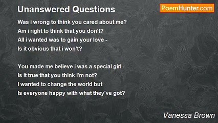 Vanessa Brown - Unanswered Questions